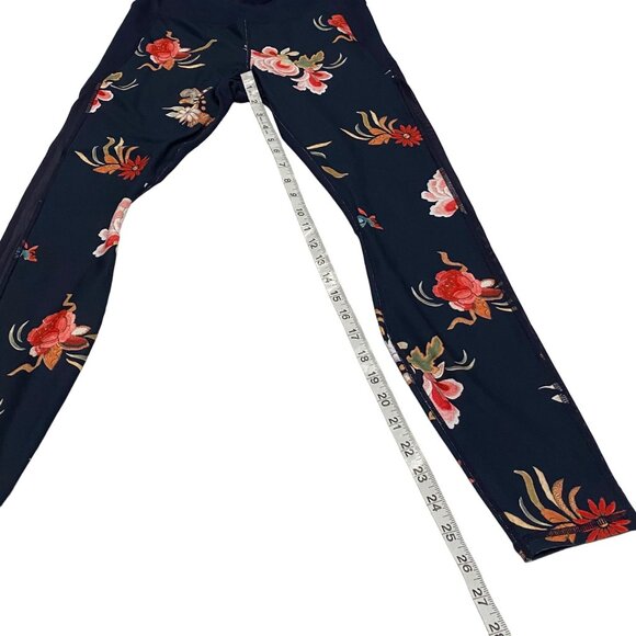 Athleta Gilded Tux‎ Chaturanga Floral Navy Blue Tight Size S - Picture 7 of 10